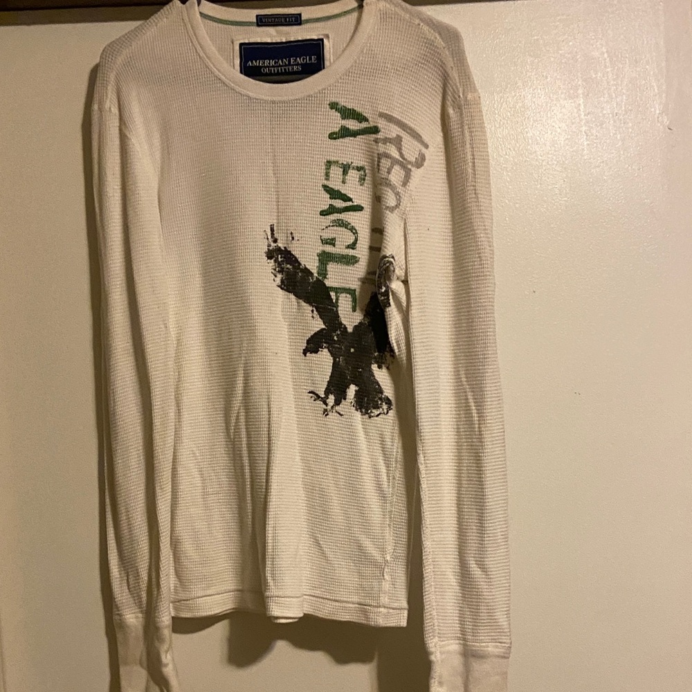 American Eagle Outfitters Blue and White Label Shirt